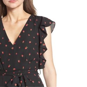 NWOT Strawberry Print Ruffle Sleeve Dress